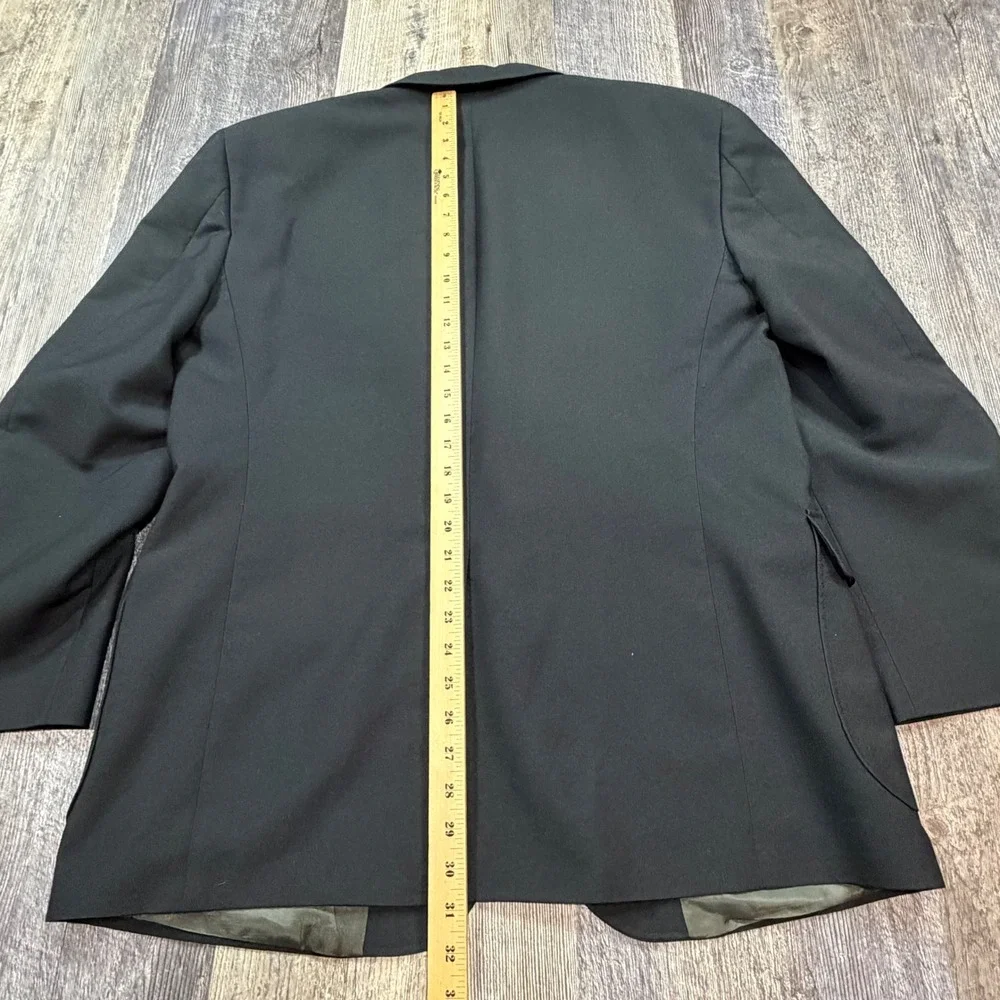 David Taylor Blazer Men 44R Black Gold Crest Button Two Button Sport Coat Jacket